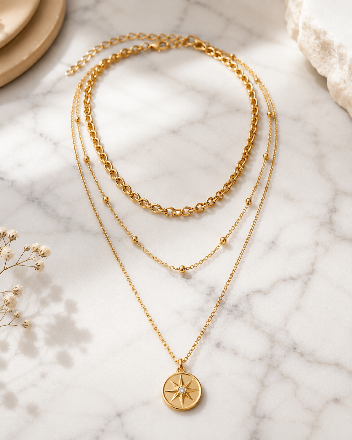 Gold Layered Necklace Set