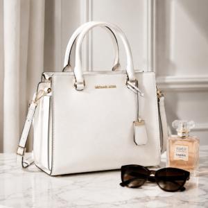 White Leather Crossbody Handbag