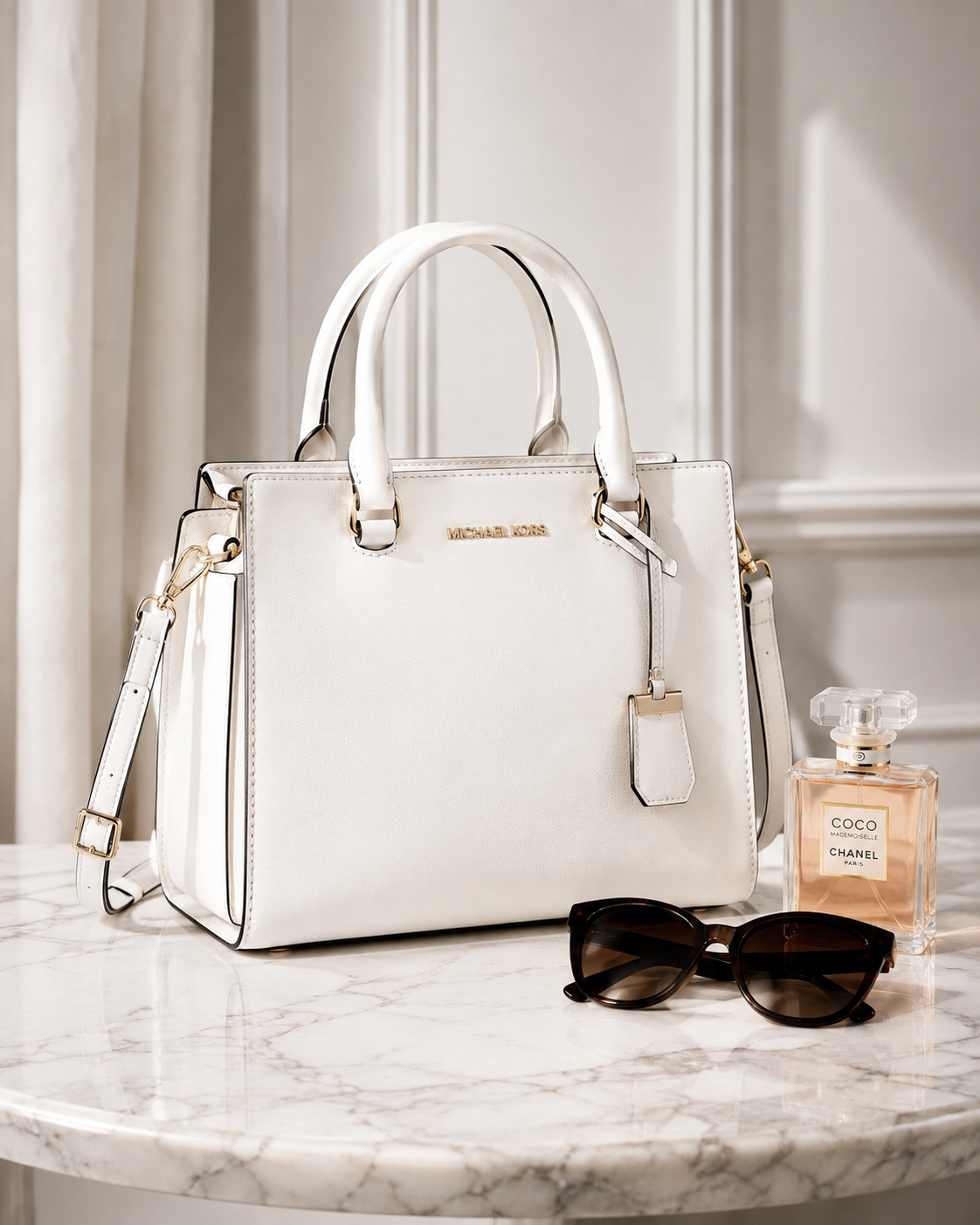 White Leather Crossbody Handbag